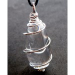 Small Clear Quartz Gemstone Lingam Spiral Pendant